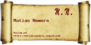 Matias Nemere névjegykártya